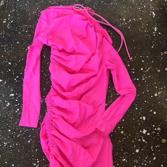 BALENCIAGA Spandex Mini Dress Fluo Pink - Picture 12 of 12